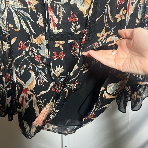 DR2 Floral Bell Sleeve Peasant Blouse Top - Picture 9 of 9